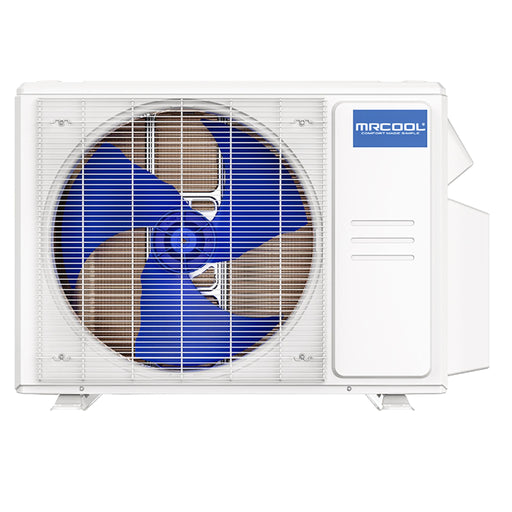 Front View of Condenser For MRCOOL DIY 4th Gen 3-Zone Mini Split Bundle: 27K BTU Ductless Air Conditioner & Heat Pump with 27K (9K + 9K + 9K) Ceiling Air Handlers, 166 ft. Total Lineset (16 + 25 + 25 + 50 + 50), Couplers and Install Kit | DIYM327HPC00C27