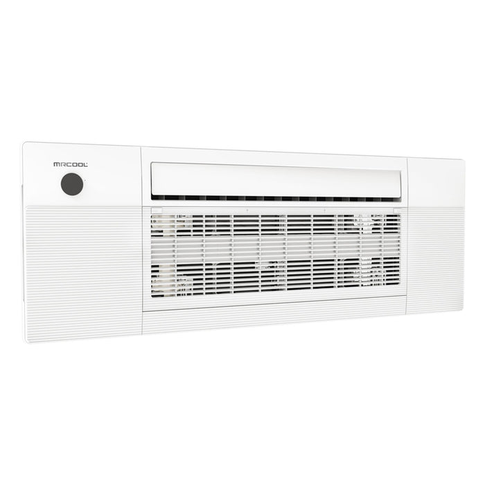 Angled View of Ceiling Cassette Air Handler For MRCOOL DIY 4th Gen 3-Zone Mini Split Bundle: 36K BTU Ductless Air Conditioner & Heat Pump with 27K (9K + 9K + 9K) Ceiling Air Handlers, 175 ft. Total Lineset (25 + 50 + 50 + 50), Coupler and Install Kit | DIYM336HPC00C76