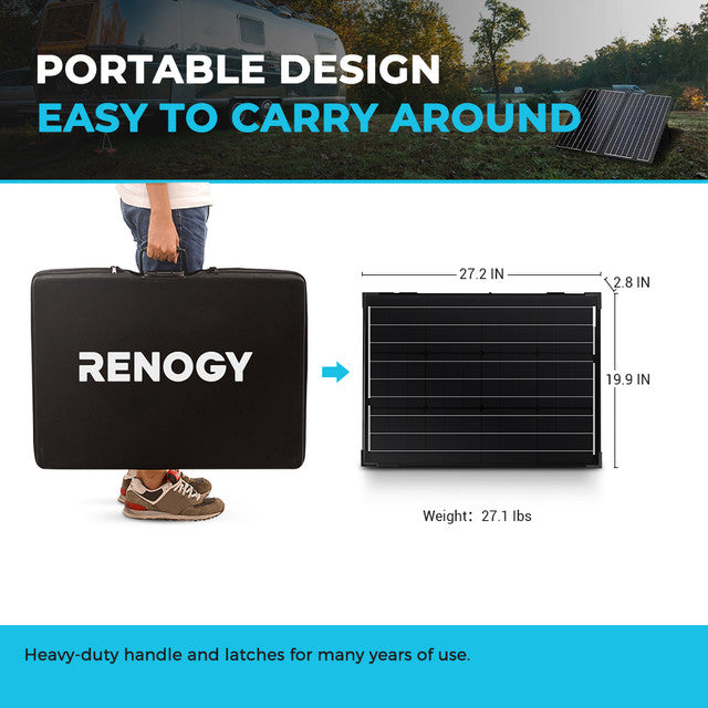 Best Price for Renogy 100 Watt 12 Volt Monocrystalline Foldable Solar Suitcase with Voyager
