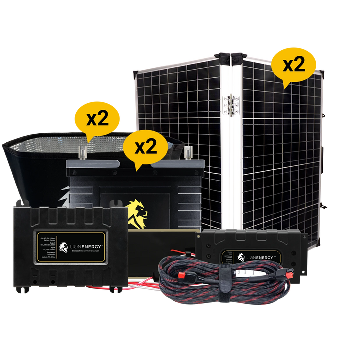 Buy Lion Energy RV and Off-Grid 12V Lithium Battery 210Ah Solar Power System (2 Battery Warmers, 1 Solar Panel And 1 Battery Charger)