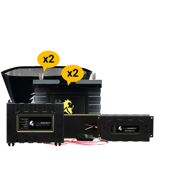 Buy Lion Energy RV and Off-Grid 12V Lithium Battery 210Ah Solar Power System (2 Battery Warmers, 4 Solar Panels And 1 Battery Charger)