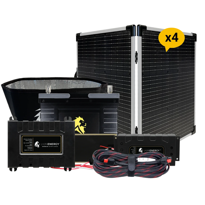 Buy Lion Energy RV and Off-Grid 12V Lithium Battery 105Ah Solar Power System (1 Battery Warmer, 4 Solar Panels And 0 Battery Chargers)