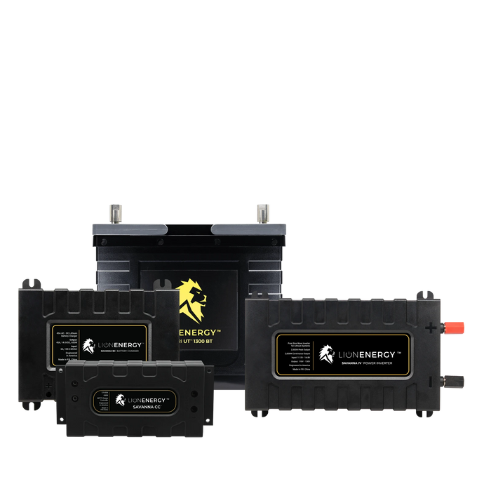 Buy Lion Energy RV and Off-Grid 12V Lithium Battery 105Ah Solar Power System with Inverter (0 Battery Warmers, 1 Solar Panel And 1 Battery Charger)