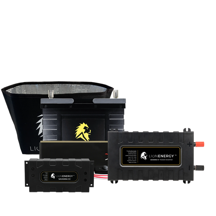 Buy Lion Energy RV and Off-Grid 12V Lithium Battery 105Ah Solar Power System with Inverter (1 Battery Warmer, 1 Solar Panel And 0 Battery Chargers)