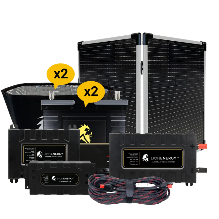 Buy Lion Energy RV and Off-Grid 12V Lithium Battery 210Ah Solar Power System with Inverter (2 Battery Warmers, 1 Solar Panel And 1 Battery Charger)