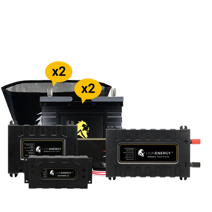 Buy Lion Energy RV and Off-Grid 12V Lithium Battery 210Ah Solar Power System with Inverter (2 Battery Warmers, 0 Solar Panels And 1 Battery Charger)