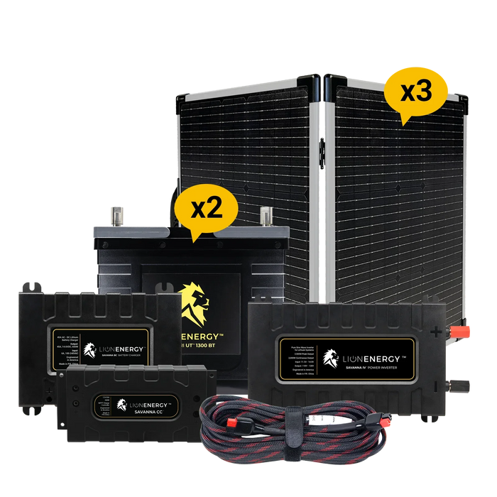 Buy Lion Energy RV and Off-Grid 12V Lithium Battery 210Ah Solar Power System with Inverter (0 Battery Warmers, 3 Solar Panels And 1 Battery Charger)