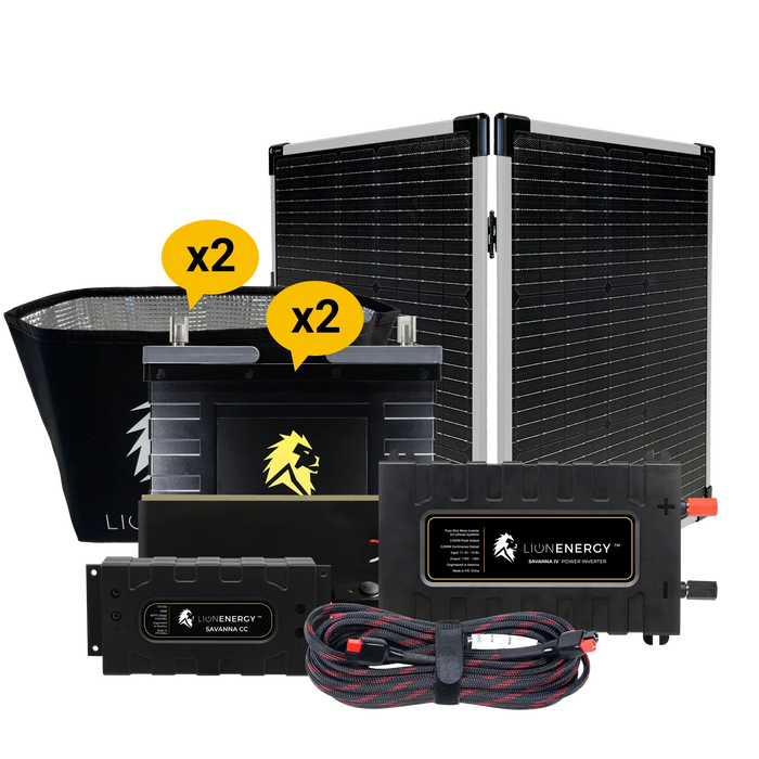 Buy Lion Energy RV and Off-Grid 12V Lithium Battery 210Ah Solar Power System with Inverter (2 Battery Warmers, 1 Solar Panel And 0 Battery Chargers)