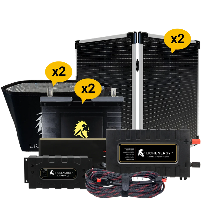 Buy Lion Energy RV and Off-Grid 12V Lithium Battery 210Ah Solar Power System with Inverter (2 Battery Warmers, 2 Solar Panels And 0 Battery Chargers)