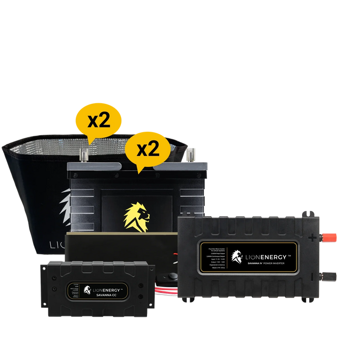Buy Lion Energy RV and Off-Grid 12V Lithium Battery 210Ah Solar Power System with Inverter (2 Battery Warmers, 0 Solar Panels And 0 Battery Chargers)