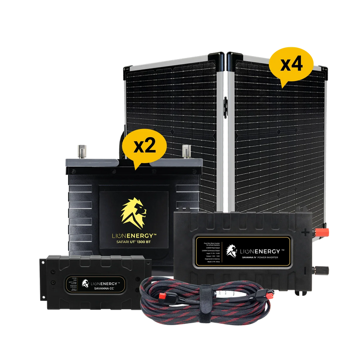 Buy Lion Energy RV and Off-Grid 12V Lithium Battery 210Ah Solar Power System with Inverter (0 Battery Warmers, 4 Solar Panels And 0 Battery Chargers)