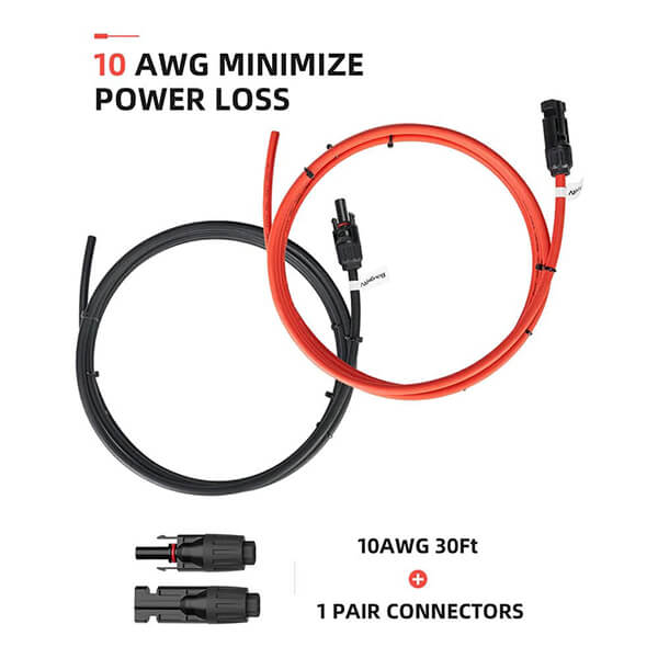 Buy BougeRV Solar Extension Cable with Extra Free Connectors (10FT 8AWG)