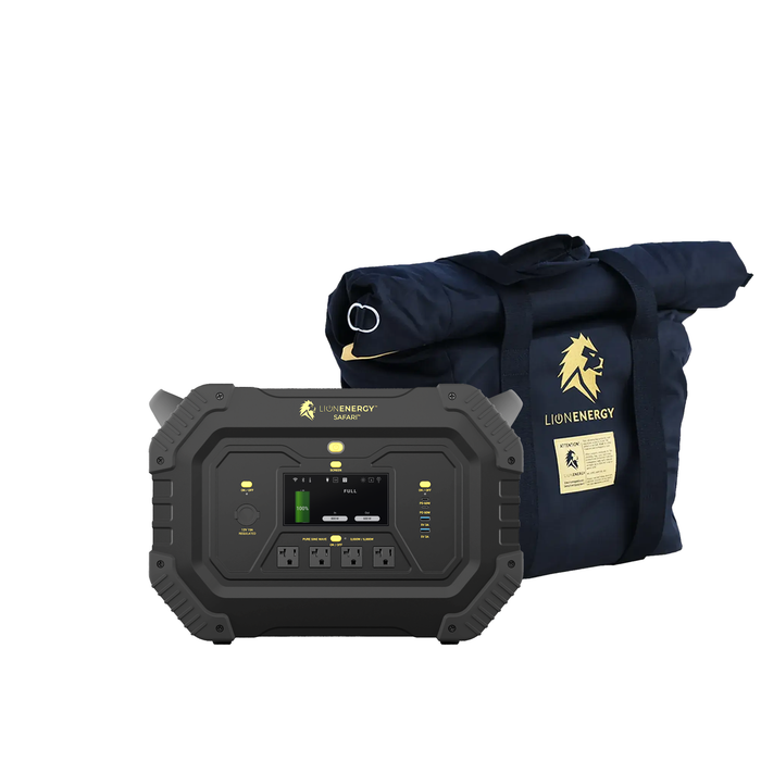 Buy Lion Energy Safari LiFePO4 1,612Wh, 3,000W Portable Power Station/Generator Bundle | 50170137 (0 Solar panels, 1 EMP Bag And 0 LED light strings)