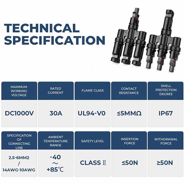 BougeRV Solar Branch Connectors Y Connector in Pair MMMF+FFFM for Parallel Connection Between Solar Panels | ISE067 Available Now